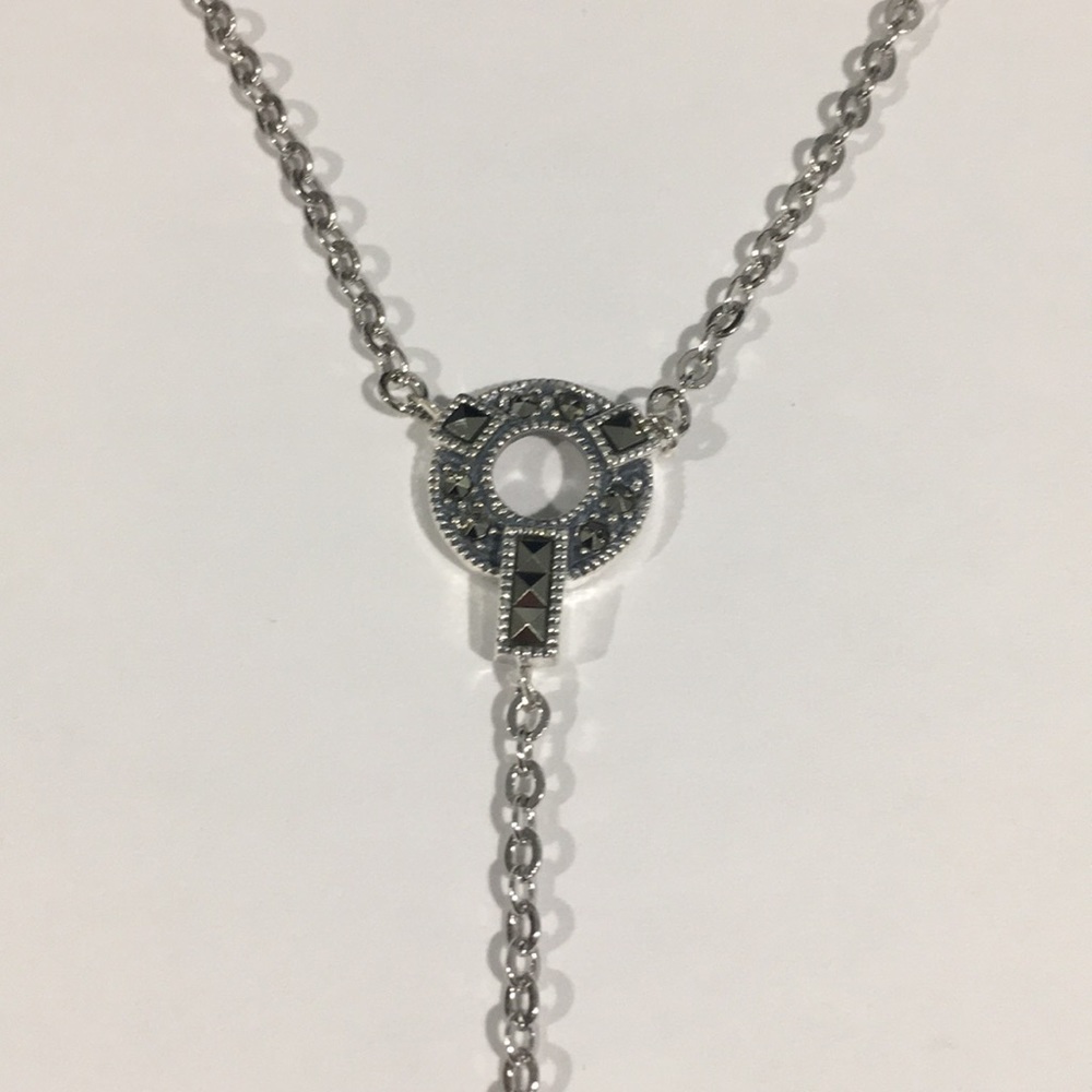 Sterling Silver Vintage Dangling Pearl Necklace - Picture 3 of 7